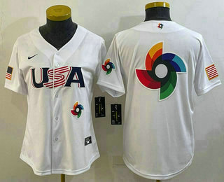 Women's USA Baseball Big Logo 2023 White World Baseball Classic Stitched Jerseys,We sell and wholesale Women's USA Baseball Big Logo 2023 White World Baseball Classic Stitched Jerseys on line form chian!